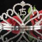 Sweet Happy Birthday 15 Silver Rhinestone tiara;Fancy Headpiece;Dancer regal;Girls Tiaras #1006