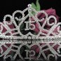 Sweet Happy Birthday 15 Silver Rhinestone tiara;Fancy Headpiece;Dancer regal;Girls Tiaras #1008