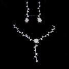 Silver jewelry set;simple daisy Bridal Necklace Set;Rhinestone Wedding Pin Earring Necklace #134