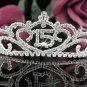 Cute Sweet Happy Birthday 15 Silver Rhinestone tiara;Fancy Headpiece;Dancer regal;Girls Tiaras #1041
