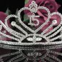 Huge Sweet Happy Birthday 15 Silver Rhinestone tiara;Fancy Headpiece;Dancer regal;Girls Tiaras #1055