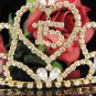 Huge Sweet Happy Birthday 15 Golden Rhinestone tiara; Headpiece;Dancer regal;Girls Tiaras #1057g