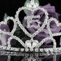 Huge Sweet Happy Birthday 15 Silver Rhinestone tiara; Headpiece;Dancer regal;Girls Tiaras #1058