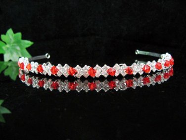 Silver Red Bridal Headband; Dancer regal;Bridesmaid Tiaras;opera Rhinestone Wedding tiara#4055r