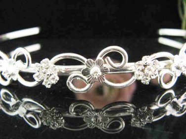 Silver Wedding Headband ;Bridal headpiece;Rhinestone Dancer Opera regal;Bridesmaid Tiaras#133