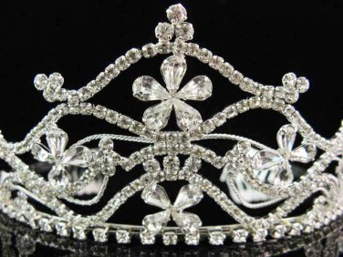 Silver Wedding imperial ;Bridal headpiece;Rhinestone Dancer Opera regal;Bridesmaid Tiaras#513