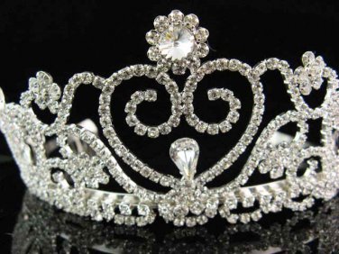 Silver Wedding imperial ;Bridal headpiece;Rhinestone Dancer Opera regal;Bridesmaid Tiaras#519