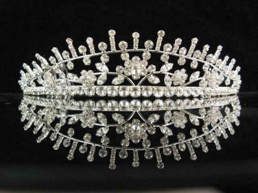 Silver Wedding imperial ;Bridal headpiece;Rhinestone Dancer Opera regal;Bridesmaid Tiaras#684