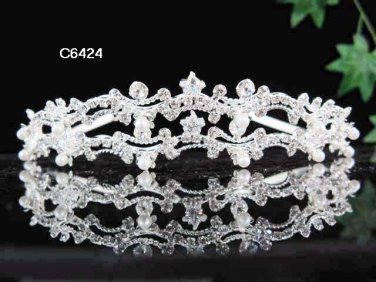 Fancy Wedding Silver Tiara ;Bridal headpiece;Rhinestone Dancer Opera Tiara;Bridesmaid Tiaras#6424