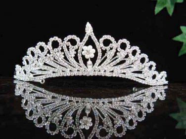 Wedding Silver Tiara;Bridal headpiece;Rhinestone Dancer Opera Tiara;Bridesmaid Tiaras#7154