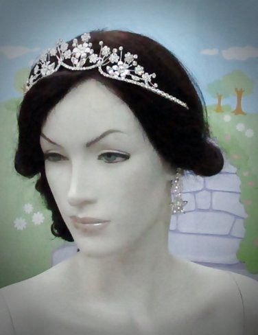 Fancy Silver Regal ;Dancer Opera Tiara;Wedding Silver Tiara;Bridal headpiece#4867