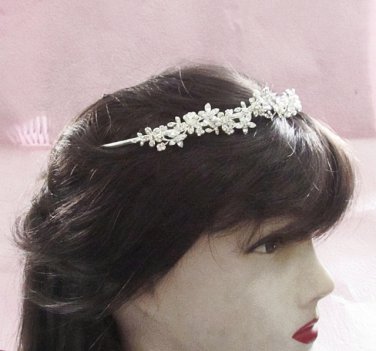 Silver Fancy Headband;Dancer Opera Tiara;Wedding Silver Tiara;Bridal imperial#4735