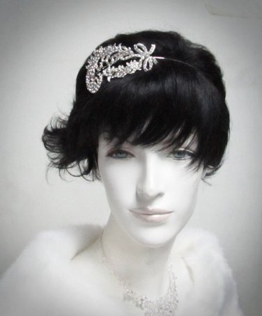 Silver Fancy Headband;Dancer Opera Tiara;Wedding Silver Tiara;Bridal imperial#1260