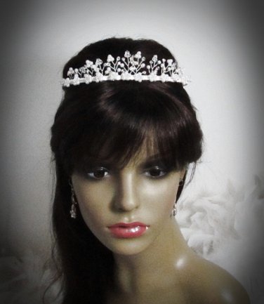 Fancy Silver Headpiece;Dancer Opera Tiara;Wedding Silver Tiara;Bridal imperial#7128
