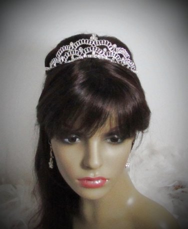 Fancy Silver Headpiece;Dancer Opera Tiara;Wedding Silver Tiara;Bridal imperial#7782
