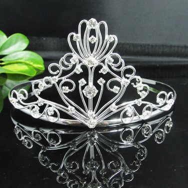 Fancy Silver Headpiece;Dancer Opera Tiara;Wedding Silver Tiara;Bridal imperial#871