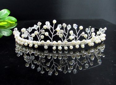 Fancy Silver Headpiece;Dancer Opera Tiara;Wedding Silver Tiara;Bridal imperial#563