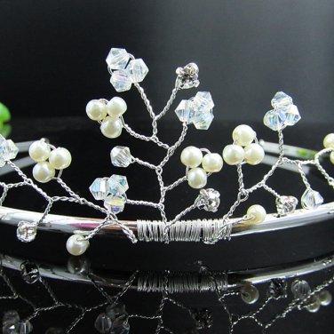 Fancy Silver Headpiece;Dancer Opera Tiara;Wedding Silver Tiara;Bridal imperial#752
