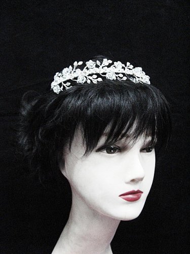 Wedding Silver Tiara;Fancy Headpiece;Fashion Dancer Opera Tiara;Bridal imperial#1195