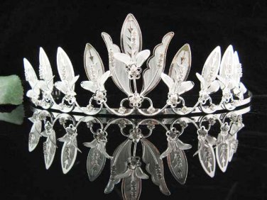 Floral Wedding Silver Regal ;Elegance Headpiece;Fashion Dancer Opera Tiara;Bridal imperial#1880