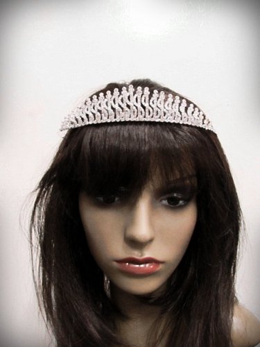 Fashion Dancer Opera Tiara;Silver Elegance Wedding Regal;Fancy Headpiece;Bridal imperial#202