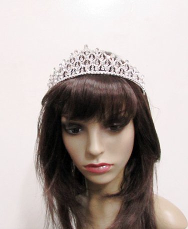 Fashion Dancer Opera Tiara;Silver Elegance Wedding Regal;Fancy Headpiece;Bridal imperial#280