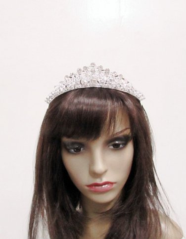 Fashion Dancer Opera Tiara;Silver Elegance Wedding Regal;Fancy Headpiece;Bridal imperial#294