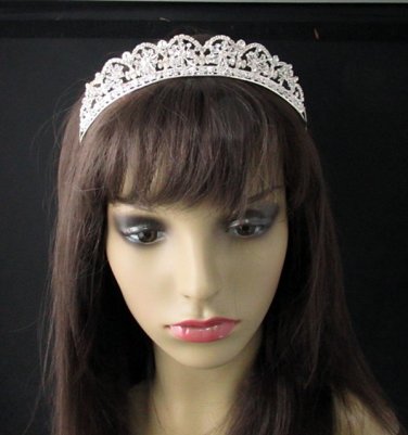 Fashion Dancer Opera Tiara;Silver Elegance Wedding Regal;Fancy Headpiece;Bridal imperial#PN298