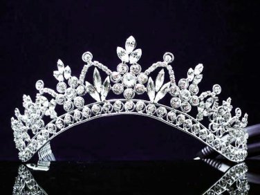 Fashion Dancer Opera Tiara;Fancy Headband ;Bridal imperial;Silver Elegance Wedding Regal#3524