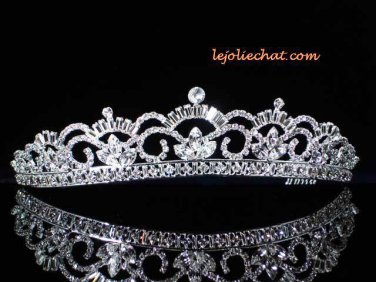 Fashion Dancer Opera Tiara;Fancy Headband ;Bridal imperial;Silver Elegance Wedding Regal#4096