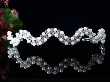 Fancy Headband ;Fashion Dancer Opera Tiara;Bridal imperial;Silver Elegance Wedding Regal#593