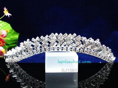 Fancy Headpiece;Fashion Dancer Opera Tiara;Bridal imperial;Silver Elegance Wedding Regal#1561