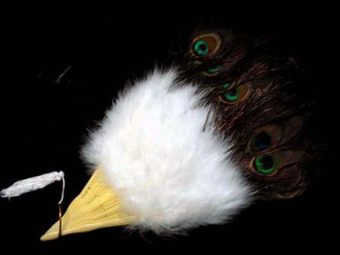 Coquet Rooster Peacock eye marabou feather Fan;Bridal Party Chandelier Fluffy Fan;ncer #2w