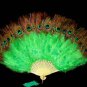 Coquet Rooster Peacock eye marabou feather Fan;Bridal Party Chandelier Fluffy Fan;ncer #5gr