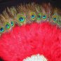 Coquet Rooster Peacock eye marabou feather Fan;Bridal Party Chandelier Fluffy Fan;ncer #5r