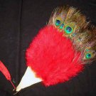 Coquet Rooster Peacock eye marabou feather Fan;Bridal Party Chandelier Fluffy Fan;ncer #5r