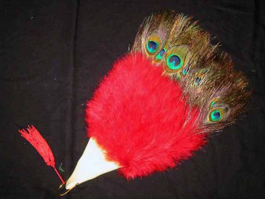 Coquet Rooster Peacock eye marabou feather Fan;Bridal Party Chandelier Fluffy Fan;ncer #5r