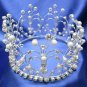 Fancy Small Crown;Fashion Dancer Opera Tiara;Bridal imperial;Silver Wedding Regal#4335
