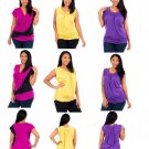 Women plus size ruched draped tops blouses pink yellow purple 1xl 2xl 3xl  FREE SHIPPING