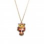 Combo Set - Colorful Owl Locket Necklace & Spike Ring Fashion Jewelry