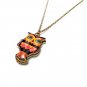Combo Set - Colorful Owl Locket Necklace & Spike Ring Fashion Jewelry