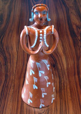 Amazing 17" Tall Ceramic Doll done by Brazilian Naif Folk Artist Ana Fernandes