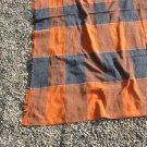 Handmade Cotton Throw Blanket in Orange and Blue Plaid
