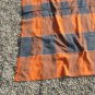 Handmade Cotton Throw Blanket in Orange and Blue Plaid