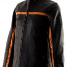 SZ 2XL Unisex Leather Racing Jacket w/ Orange stripe SWDSIHH117-2X