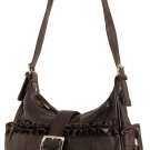 SWDSIDL146-BROWN -Burgundy Leather Purse with Silver Buckle