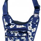SWDSI1157 Navy Blue Crossbody Purse with Hawaiian flowers