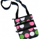 SWDSI1160 Black with Green, Pink and White Dots Crossbody Purse