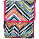 SWDSI1201 Ipad Bag Multi Color Chevron Print with Pink Trim