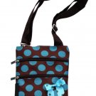SWDSI1221 Crossbody Bag 10" Brown with Blue Dots